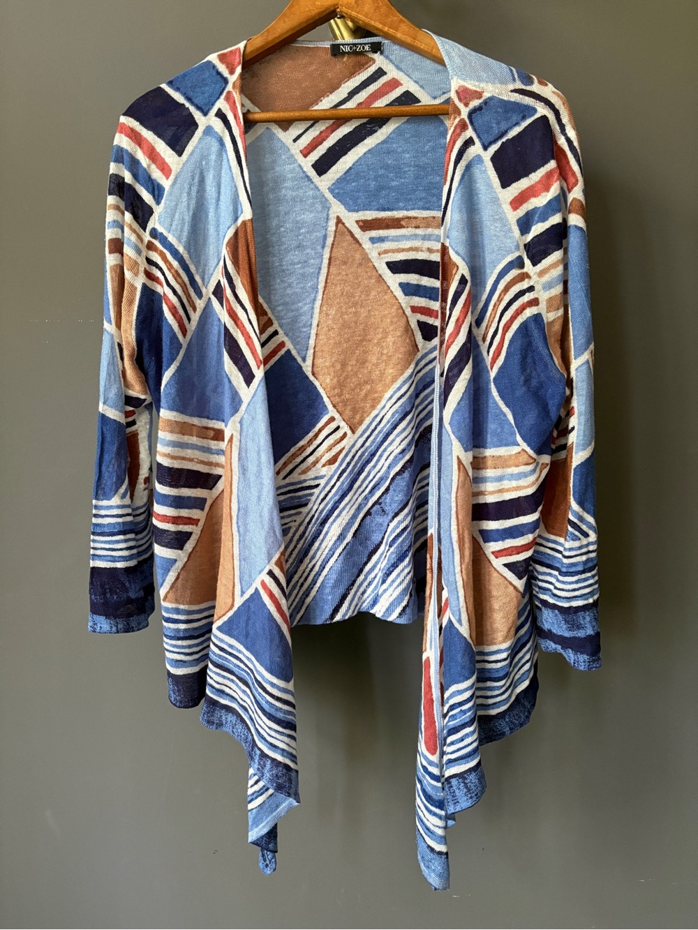 NIC+ZOE Multicolor Striped Knit Top in Blue, Red, Navy & Brown